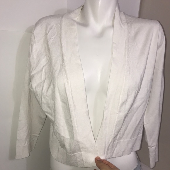 Premise Studios Blank White Ribbed Open Cardigan - Picture 2 of 8